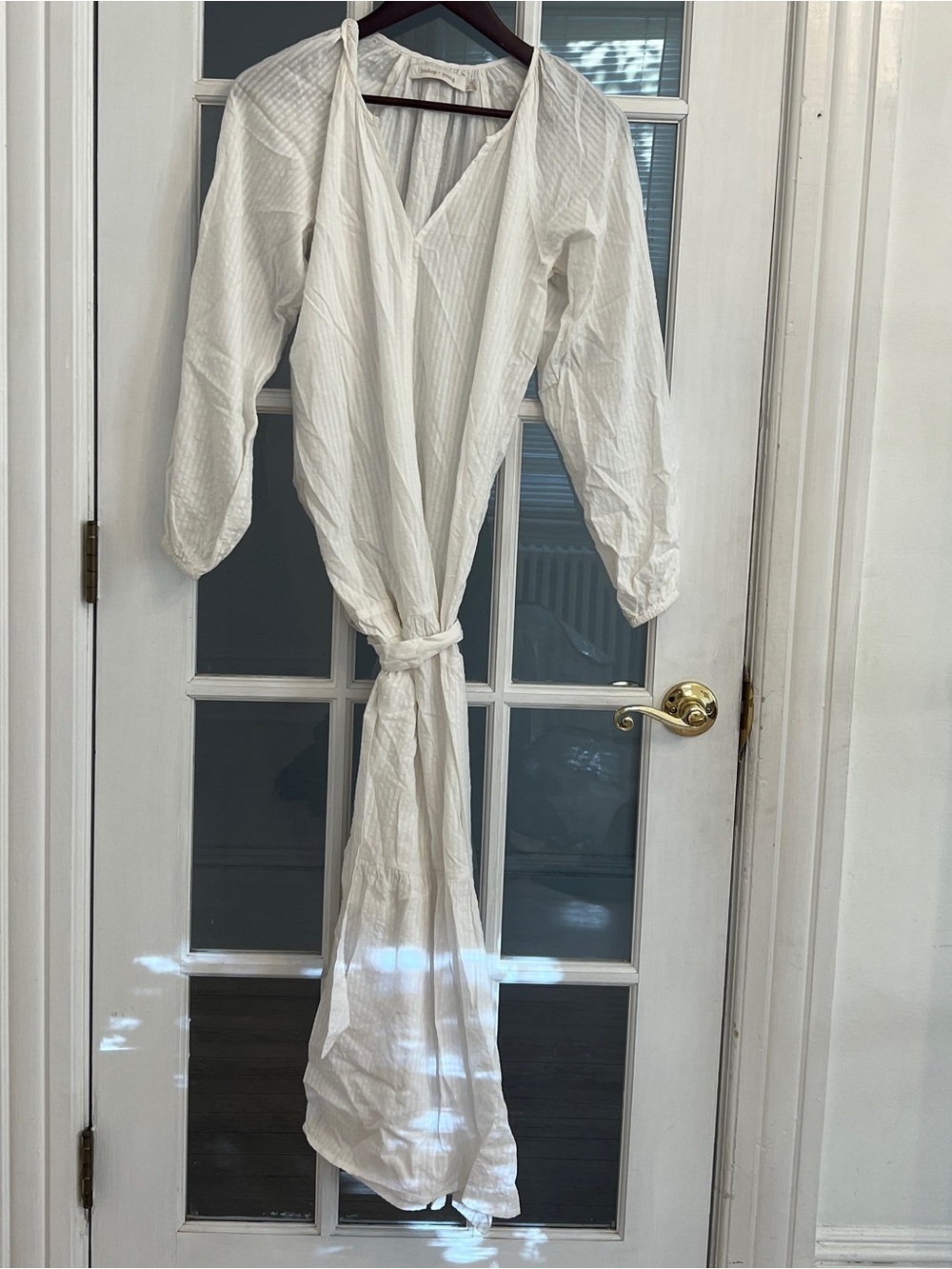 BISHOP + YOUNG Women's White Long Sleeve V-Neck Tie Waist Maxi Dress Size XS